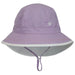 Calikids UV kids summer quick dry hat in light purple with chin strap shown on a white background.