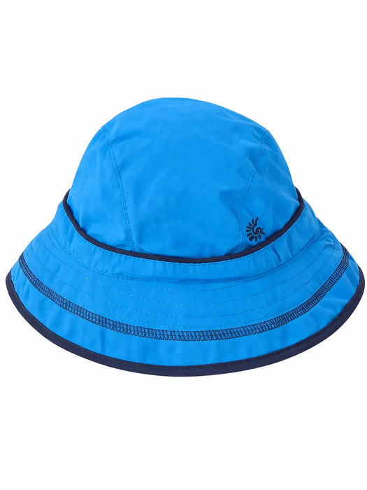 Calikids UV kids summer quick dry hat in bright blue shown on a plain white background.