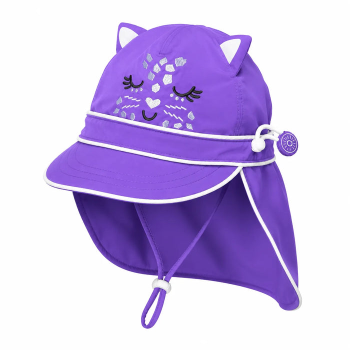 Calikids® Chapeau de soleil à rabat léopard séchage rapide UPF50+ pour enfants, tailles 0 mois-36 mois