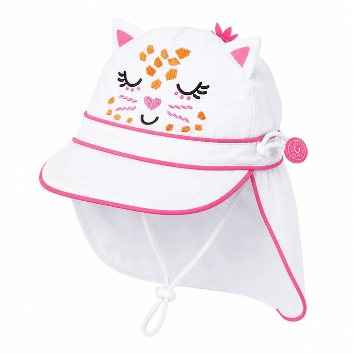 Calikids® Chapeau de soleil à rabat léopard séchage rapide UPF50+ pour enfants, tailles 0 mois-36 mois