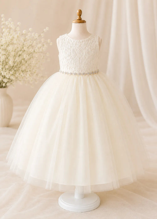 Robe de cérémonie en tulle brodé Child Creations® ivoire tailles bébé et enfant 18 mois-8 ans