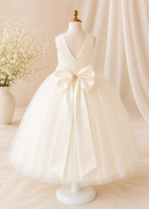 Robe de cérémonie en tulle brodé Child Creations® ivoire tailles bébé et enfant 18 mois-8 ans