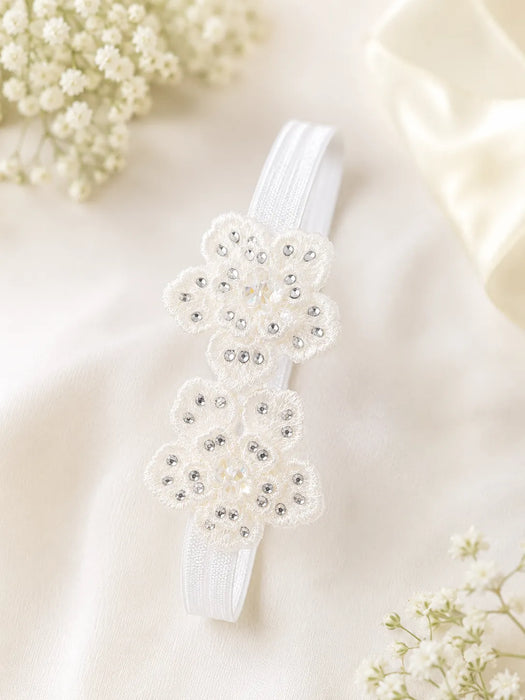Child Creations® Bandeau floral en cristal blanc HP34