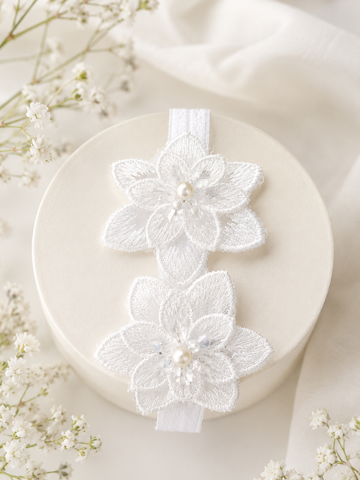 Child Creations® Serre-tête en dentelle florale blanc - HP38