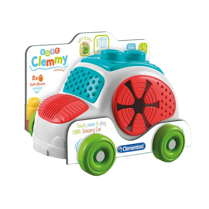 Clementoni Soft Clemmy Sensory Car with Soft Blocks – Baby Sensory Toy 6M+