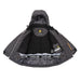 Conifere Ginko charcoal snowsuit displayed open, showing inner lining and hood details.