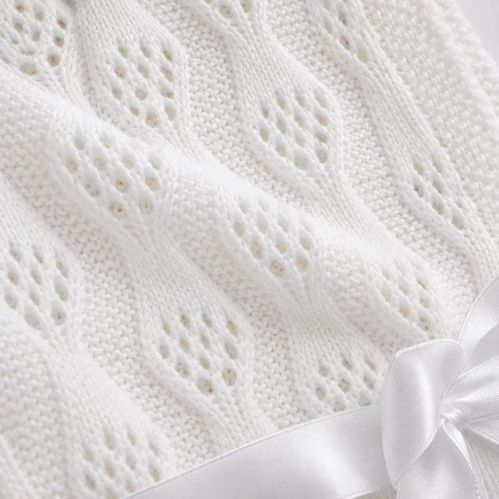 Cora® White Knit Baptism Baby Blanket