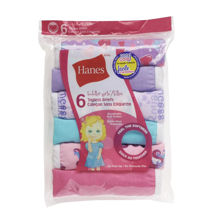 Hanes Toddler Girls Assorted Tagless Briefs - 6pk