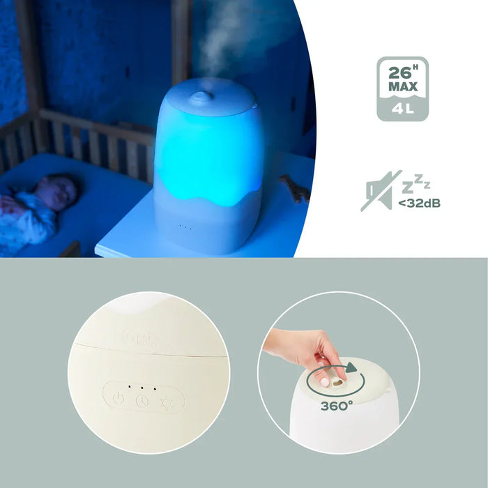 Crane - Babymoov® Cool Mist Wave Humidifier – 3-in-1 Ultrasonic Humidifier, Nightlight & Essential Oil Diffuser