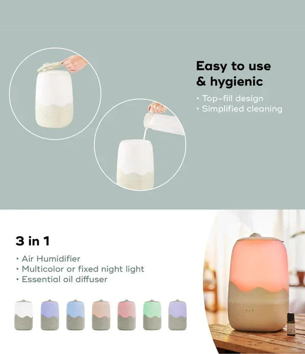 Crane - Babymoov® Cool Mist Wave Humidifier – 3-in-1 Ultrasonic Humidifier, Nightlight & Essential Oil Diffuser