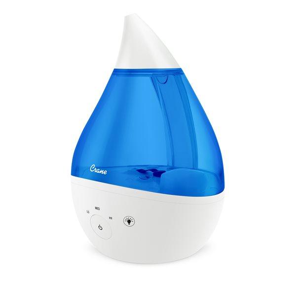 Crane - Crane 3-in-1 Ultrasonic Cool Mist Top Fill Blue & White Drop Humidifier