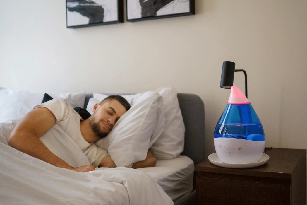 Crane - Crane 4-in-1 Filter-Free Top Fill Ultrasonic Cool Mist Humidifier with Sound Machine & Night Light, 1 Gallon