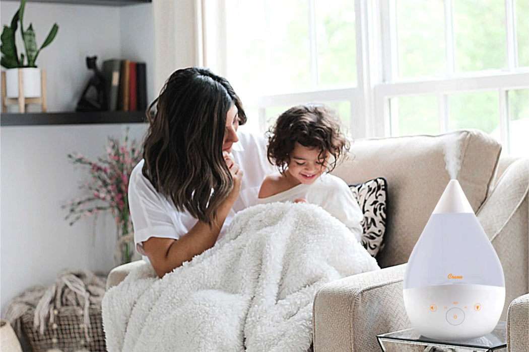Crane - Crane 4-in-1 Filter-Free Top Fill Ultrasonic Cool Mist Humidifier with Sound Machine & Night Light, 1 Gallon