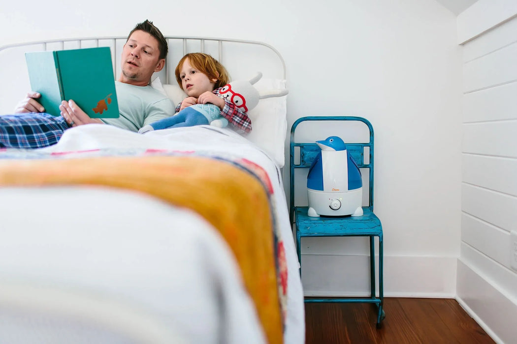 Crane - Crane Adorable Filter-Free Ultrasonic Cool Mist Humidifier, 1 Gallon - Blue Penguin