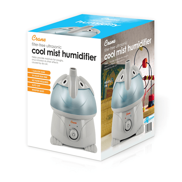 Crane - Crane Adorable Filter-Free Ultrasonic Cool Mist Humidifier, 1 Gallon - Elephant