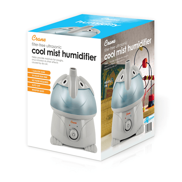Crane - Crane Adorable Filter-Free Ultrasonic Cool Mist Humidifier, 1 Gallon - Elephant