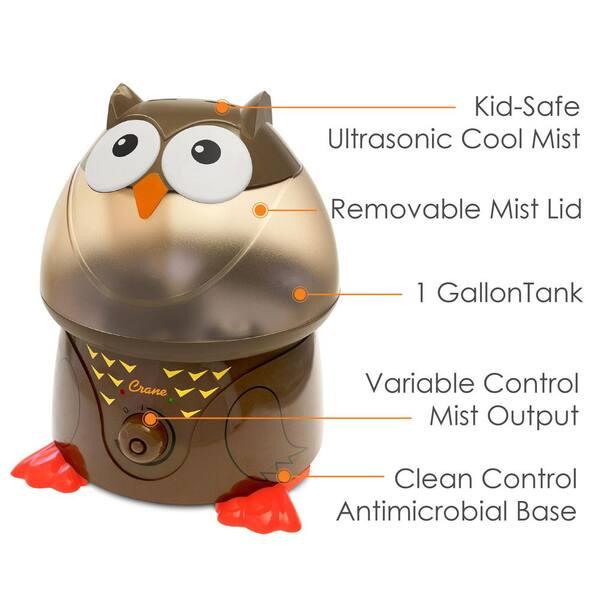 Crane - Crane Adorable Filter-Free Ultrasonic Cool Mist Humidifier, 1 Gallon - Owl