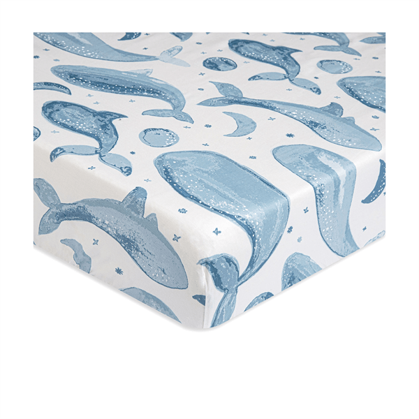 Crane - Crane Caspian Fitted Crib Sheet - Whales