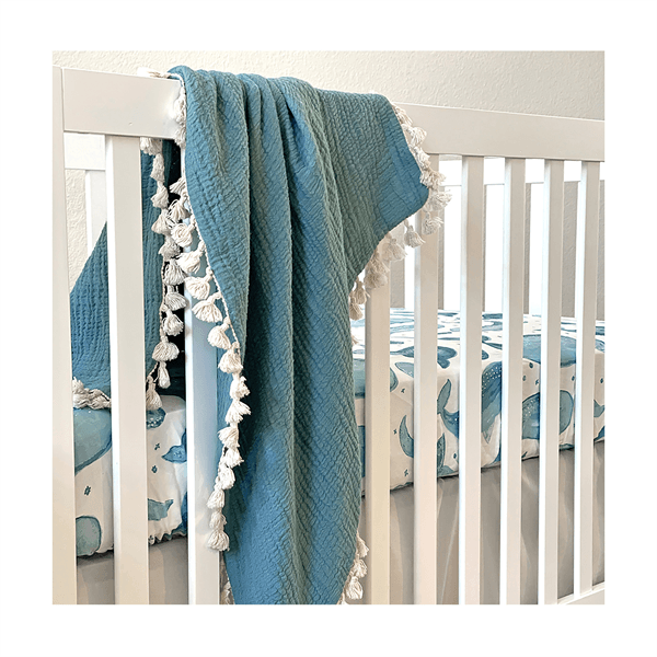 Crane - Crane Caspian Fitted Crib Sheet - Whales