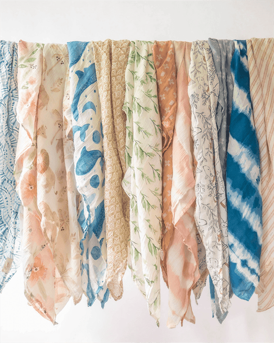 Crane - Crane Caspian Muslin Cotton Baby Swaddle Blankets - 2 Pack - Whales