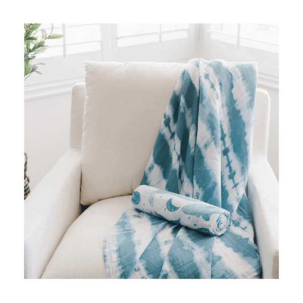 Crane - Crane Caspian Muslin Cotton Baby Swaddle Blankets - 2 Pack - Whales