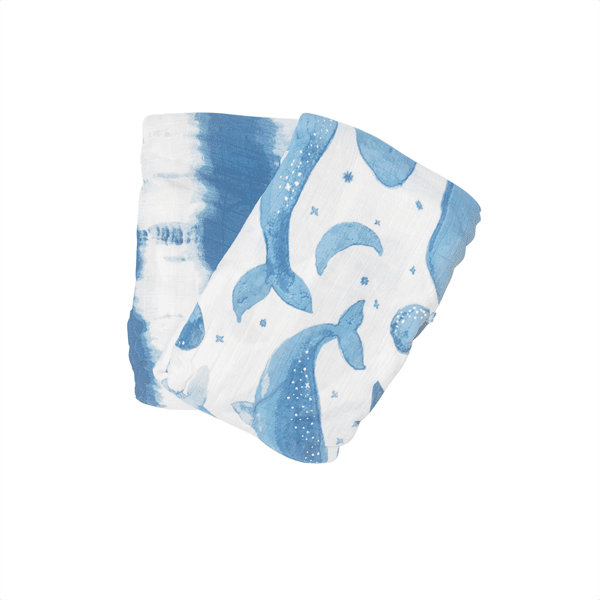 Crane - Crane Caspian Muslin Cotton Baby Swaddle Blankets - 2 Pack - Whales