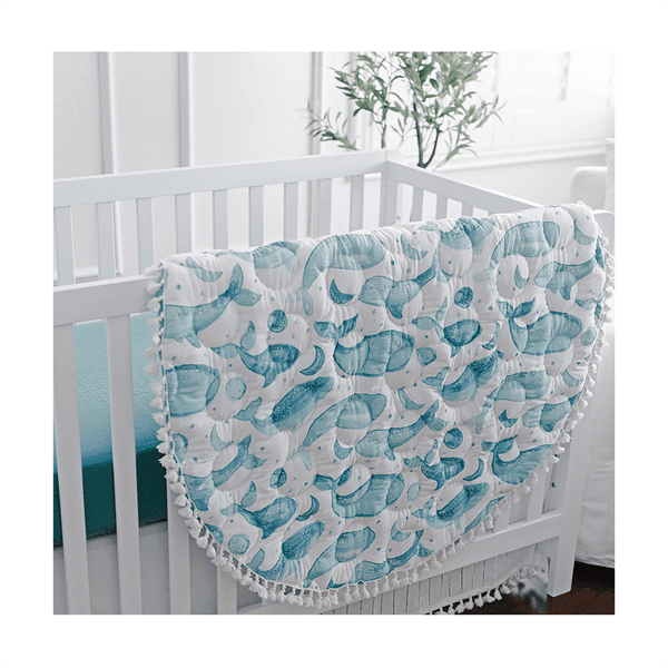 Crane - Crane Caspian Quilted Baby Playmat - Whales