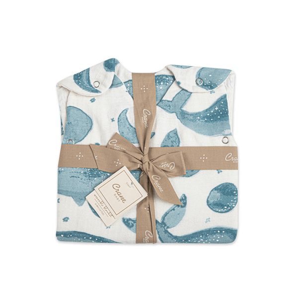 Crane - Crane Caspian Wearable Blanket 0-9 mo. - Muslin Whale Print