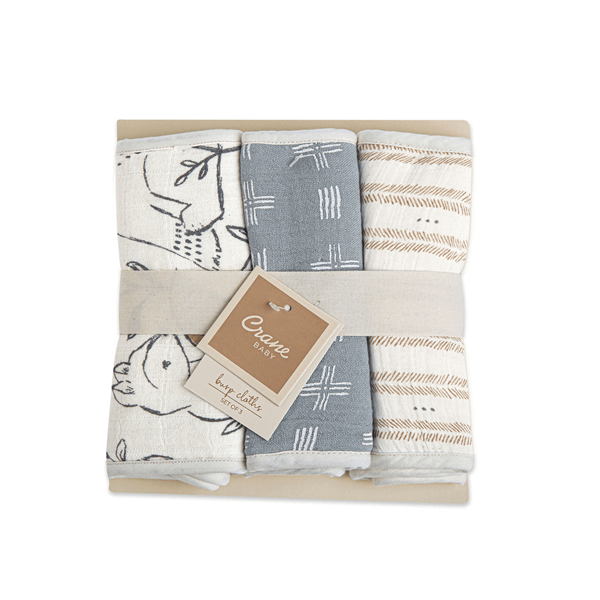 Crane - Crane Ezra Baby Burp Cloth 3 Piece Set