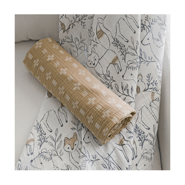 Crane - Crane Ezra Baby Cotton Muslin Swaddle Blankets - 2 Pack