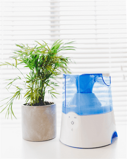 Crane - Crane Filter-Free Steam Treatment Warm Mist Humidifier with Vaporizer Function, 0.5 Gallon - Blue/White