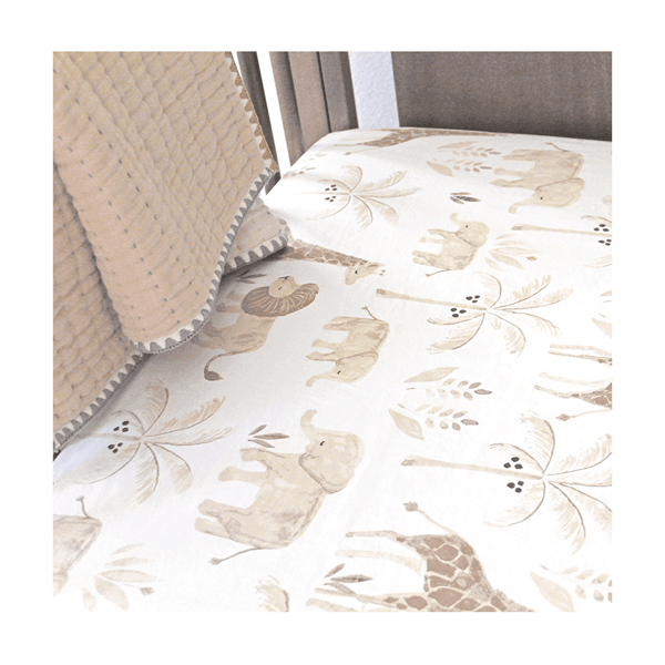 Crane - Crane Kendi Baby Crib Fitted Sheet - Safari Animals