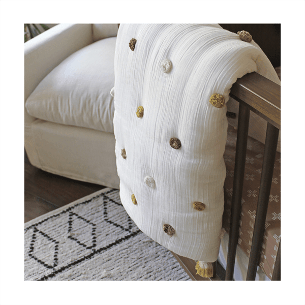 Crane - Crane Pom Pom Quilted Baby Blanket - Kendi