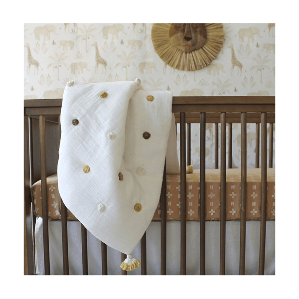 Crane - Crane Pom Pom Quilted Baby Blanket - Kendi