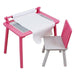 Danawares - Danawares Pink and White Rectangular Kid's Play Table with One Chair