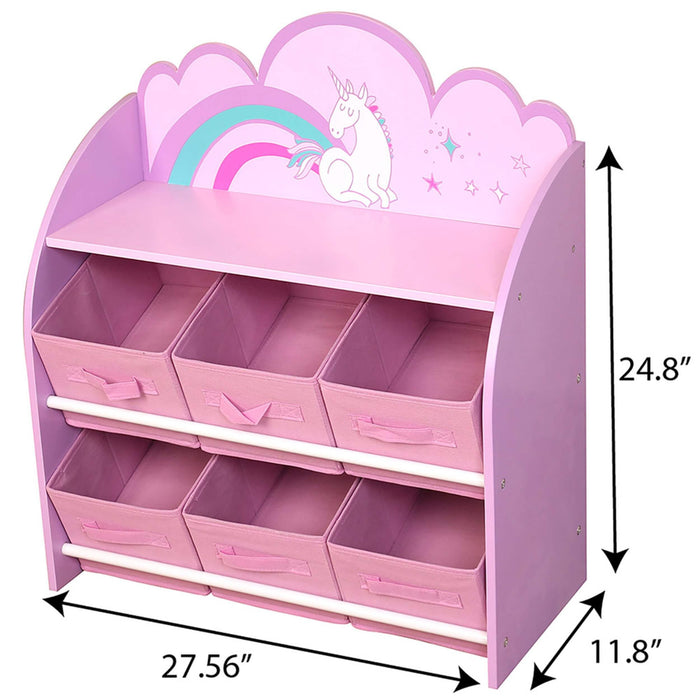 Danawares - Danawares Unicorn Toy Organizer/Bookshelf with 6-Bins