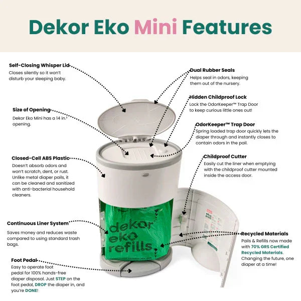 Dékor® - Dekor Eko Mini Diaper Pail | White