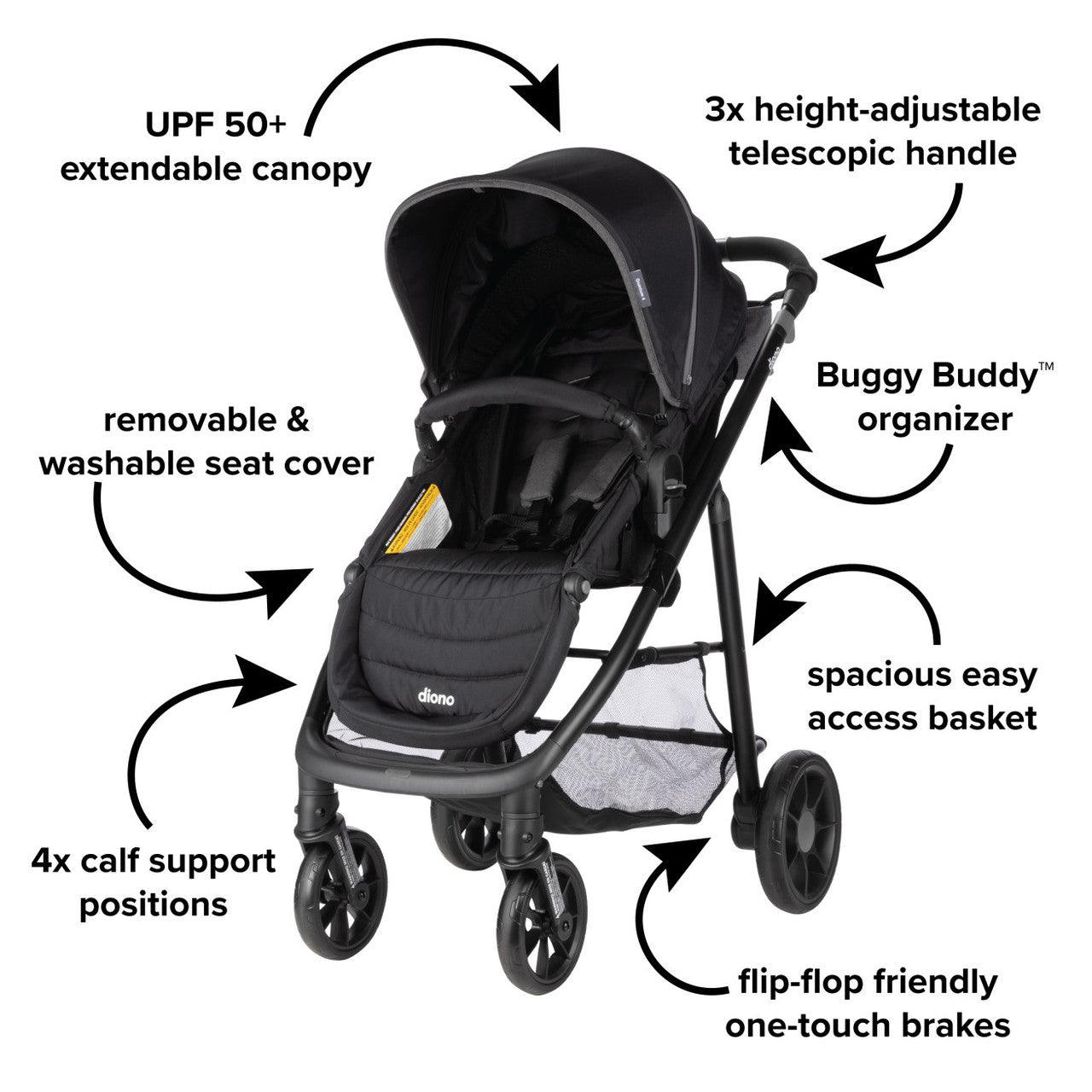 Diono® - Diono Quantum 4 Travel System 3-in-1 with LiteClik 30 R SafePlus Infant Car Seat and Base