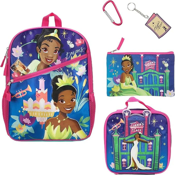 Disney Princess® Tiana Kids 5-Piece Backpack and Lunch Bag Set