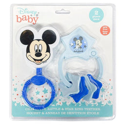 Disney® - Disney Baby Mickey Mouse Rattle & Star Ring Teether Set - Blue