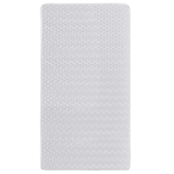 Dom Breathable Orthopedic 5 Inch Foam Crib Mattress shown flat with textured white cover.