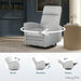 Dom Chatham Swivel Glider Recliner in a living room, showing rocking, reclining, and swivel functions.