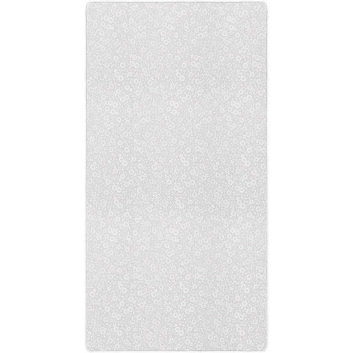 Little Baby 6 Inch Firm Fiber Crib Mattress with a subtle white floral pattern shown from above.