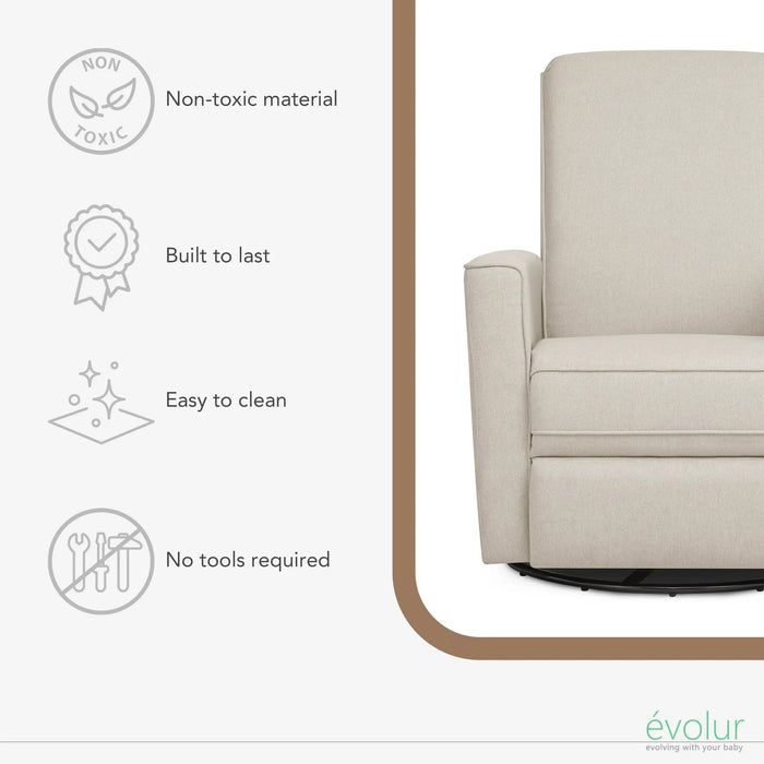 Dream On Me® Raleigh Glider Recliner Chair – Swivel, Rocking, Adjustable Recline, Nursery Chair