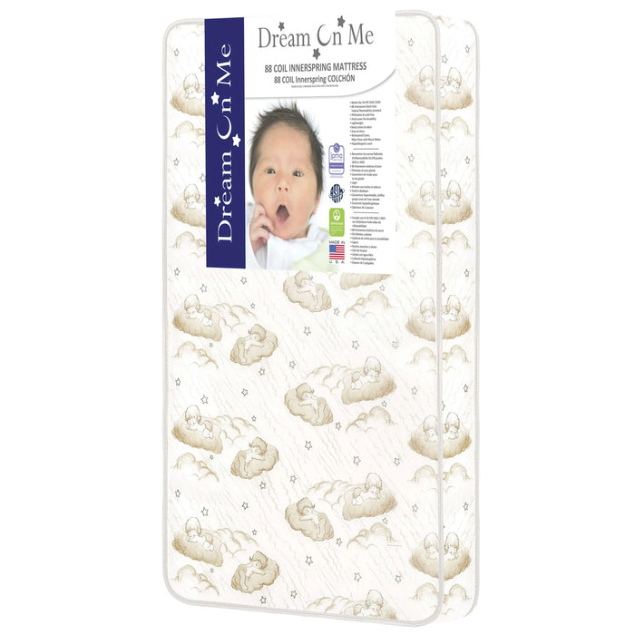 Dream On Me® Sweet Dreams 6” 88 Coil Crib & Toddler Mattress – Breathable, Waterproof, Dual-Sided