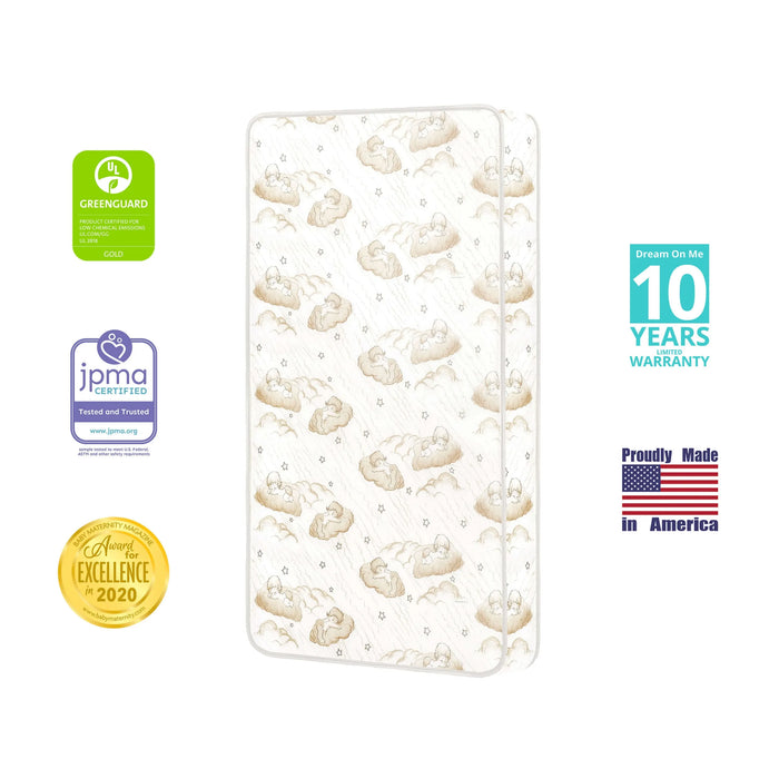 Dream On Me® Sweet Dreams 6” 88 Coil Crib & Toddler Mattress – Breathable, Waterproof, Dual-Sided