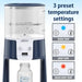 Dr. Brown’s Insta-Prep warm water dispenser on a counter, showing 3 preset temperature settings.