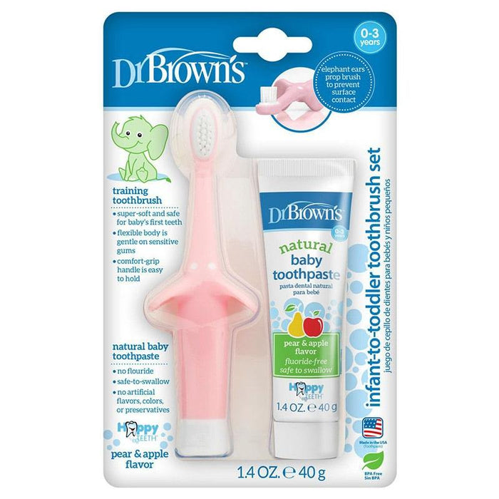 Dr. Brown's® - Dr. Brown's Infant-to-Toddler Elephant Toothbrush & Natural Toothpaste Set