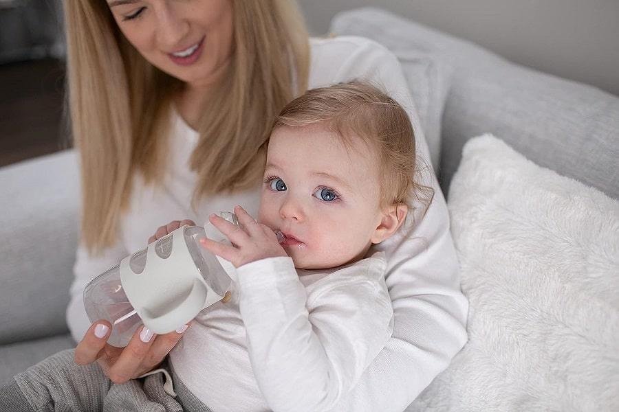 Dr. Brown's® - Dr. Brown’s Milestones Wide-Neck Sippy Bottle with Silicone Handles & Soft Sippy Spout, 9oz/270ml - Grey