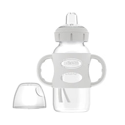Dr. Brown's® - Dr. Brown’s Milestones Wide-Neck Sippy Bottle with Silicone Handles & Soft Sippy Spout, 9oz/270ml - Grey